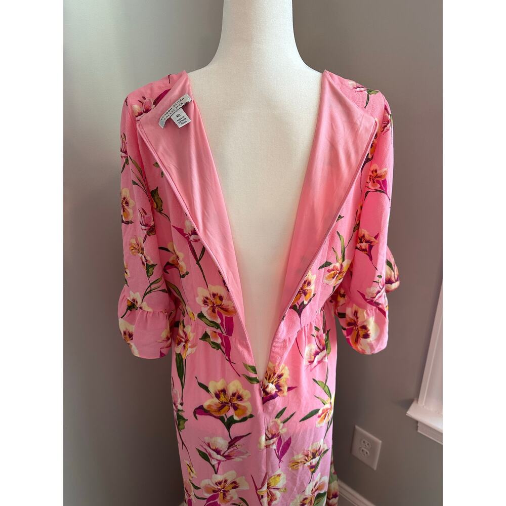 London Style Pink Floral Midi Dress Size 12 Tropical Boho Resort Vacation Summer - Picture 5 of 9